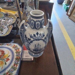 VASE 2 ANSES DELFT BATEAUX