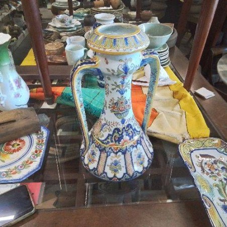 VASE TGM 2 ANSES DÉCOR FLORAL DESVRES
