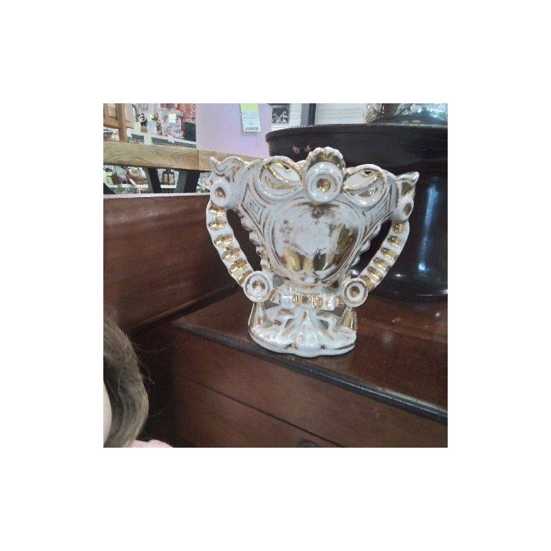 VASE ANC BLC DORÉ 