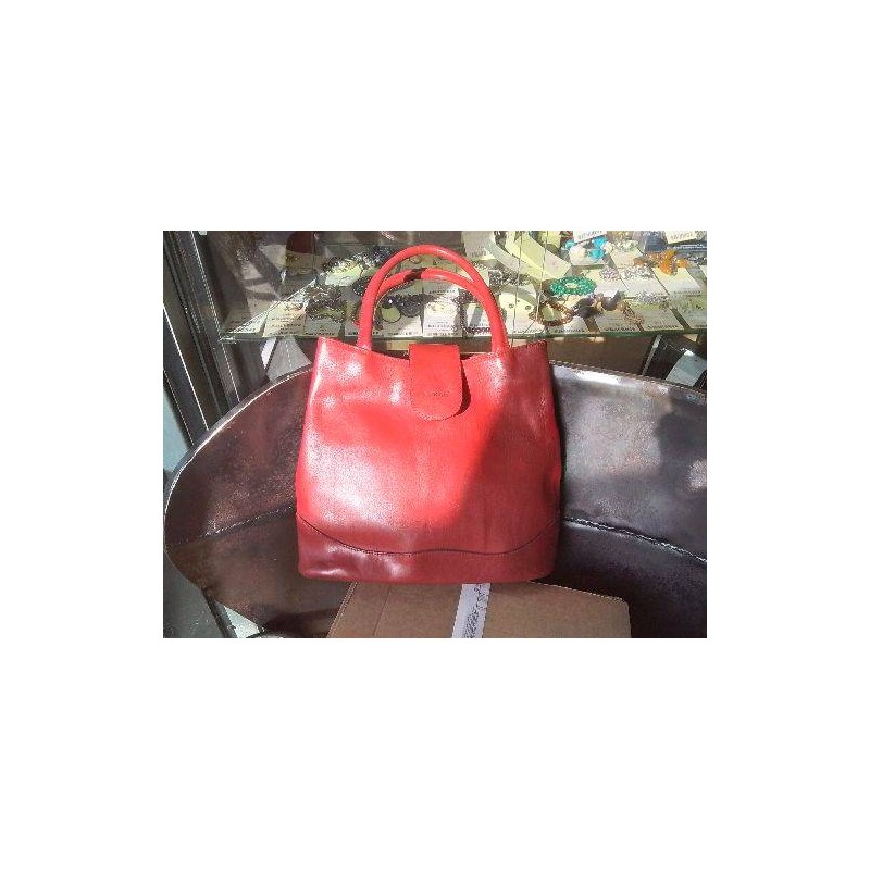 SAC A MAIN CUIR ROUGE 2 POCHETTES LANGO PARIS