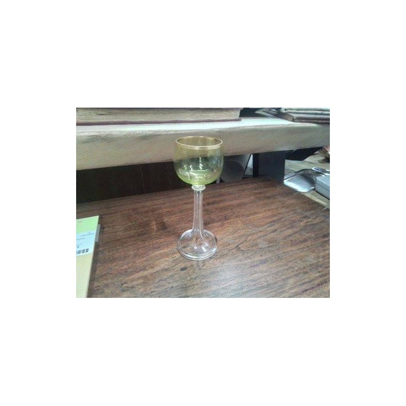 LOT 8 VERRES SUR PIED CRISTAL VERT ANC