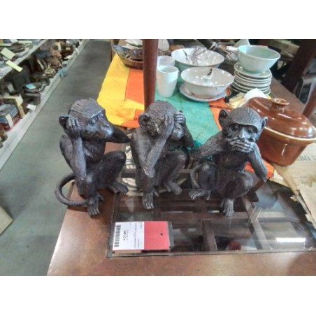 TRIO STATUETTES RESINE SINGES DE LA SAGESSE