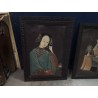 CADRE ANC ASIATIQUE PEINTURE INVERSEE SUR VERRE 