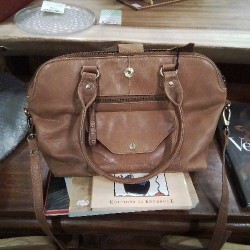 SAC CUIR MARRON LES FEES DE BENGALE + BANDOULIERE ACC BB