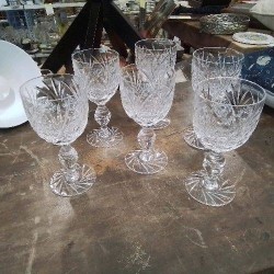 LOT 6 VERRES CRISTAL GRAVÉ 