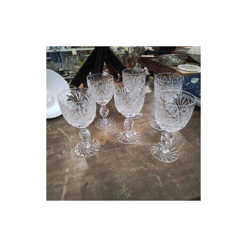 LOT 6 VERRES CRISTAL GRAVÉ 