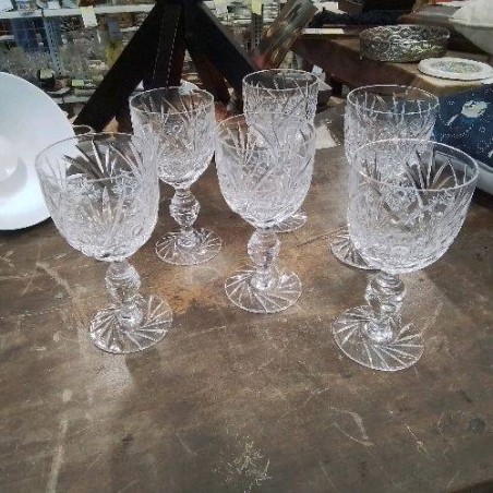 LOT 6 VERRES CRISTAL GRAVÉ 