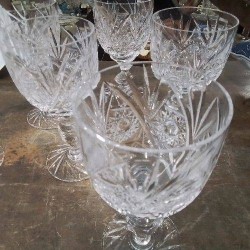 LOT 6 VERRES CRISTAL GRAVÉ 