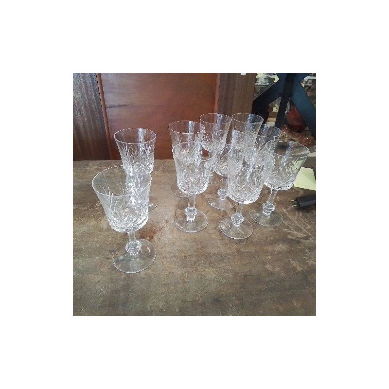 LOT VERRES CRISTAL PIEDS FACETTES 