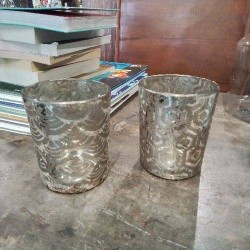 PHOTOPHORE VERRE DECOR GRIS