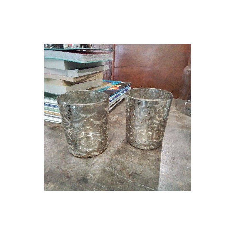 PHOTOPHORE VERRE DECOR GRIS