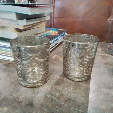 PHOTOPHORE VERRE DECOR GRIS