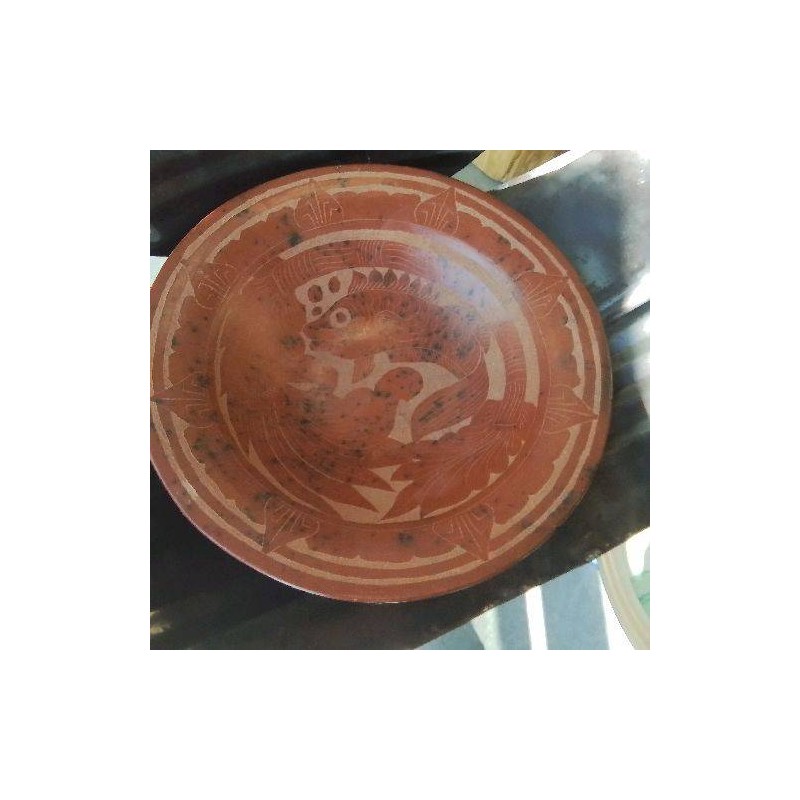 PLAT CREUX TERRE CUITE GM DECOR POISSON EN LETAT