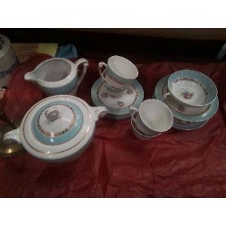 ENS THE CAFE PORCELAINE LIMOGES FLEURI VERT 