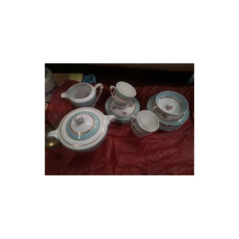 ENS THE CAFE PORCELAINE LIMOGES FLEURI VERT 