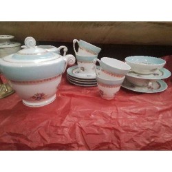ENS THE CAFE PORCELAINE LIMOGES FLEURI VERT 