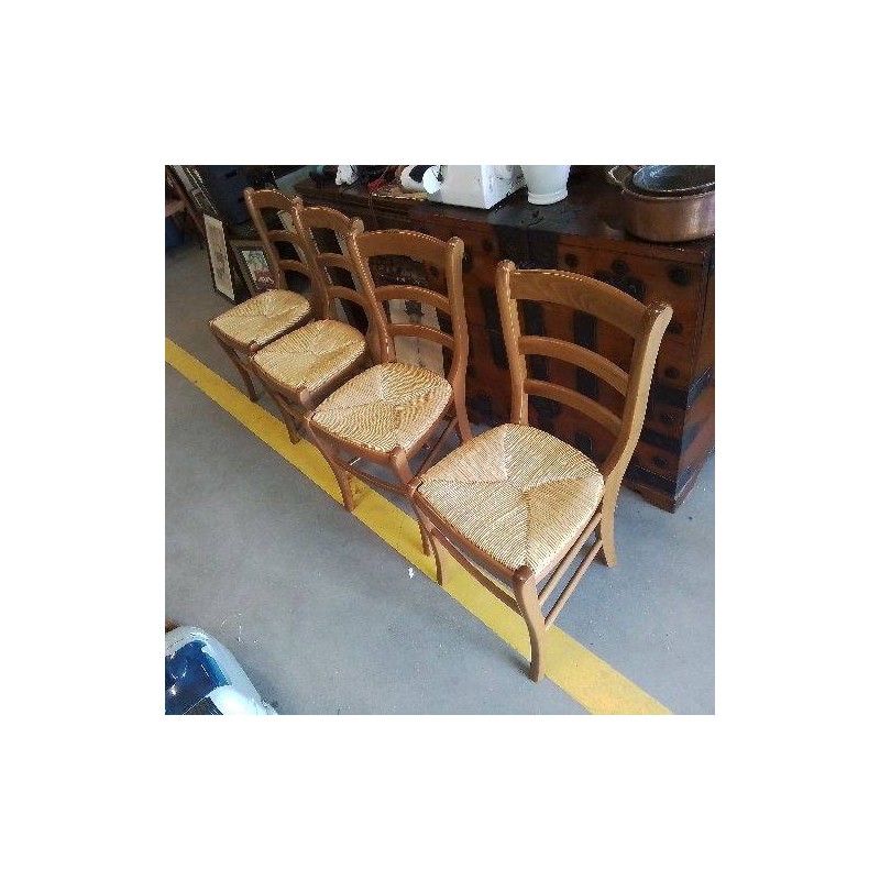 LOT 4 CHAISES PAILLE HETRE