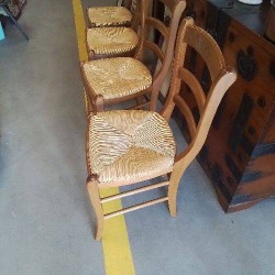 LOT 4 CHAISES PAILLE HETRE