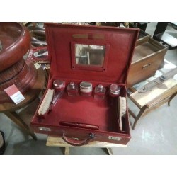 VALISE CUIR ROUGE 