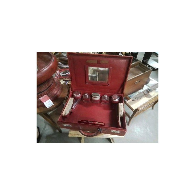 VALISE CUIR ROUGE 