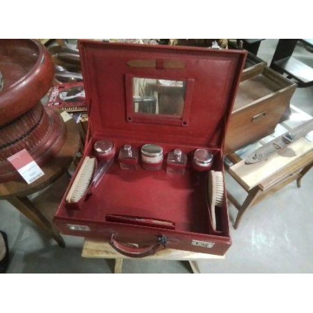 VALISE CUIR ROUGE 