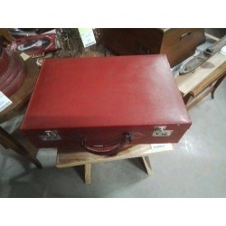 VALISE CUIR ROUGE 