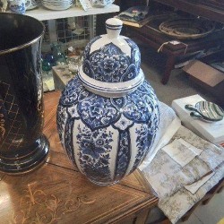 POTICHE FLORALE BLEUE ITALIENNE