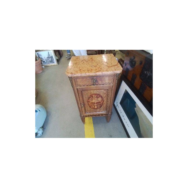 CHEVET 1P1T MARBRE DECOR MARQUETERIE 