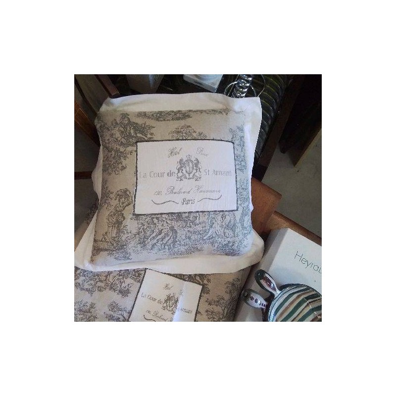 COUSSIN ST AMANT GRIS BLANC TOILE DE JOUY