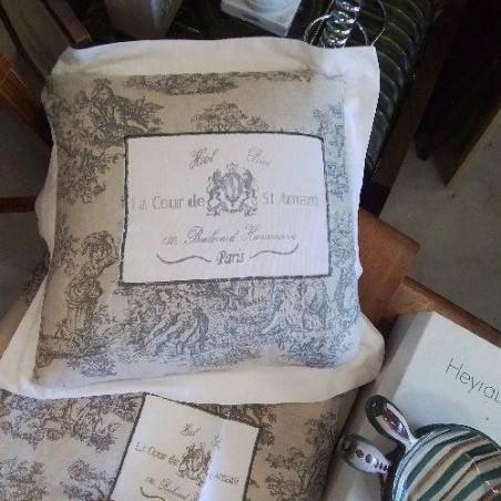 COUSSIN ST AMANT GRIS BLANC TOILE DE JOUY