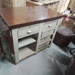 ILOT DESSERTE INTERIORS  PATINÉE 2T 2 TAB 3 PANIERS