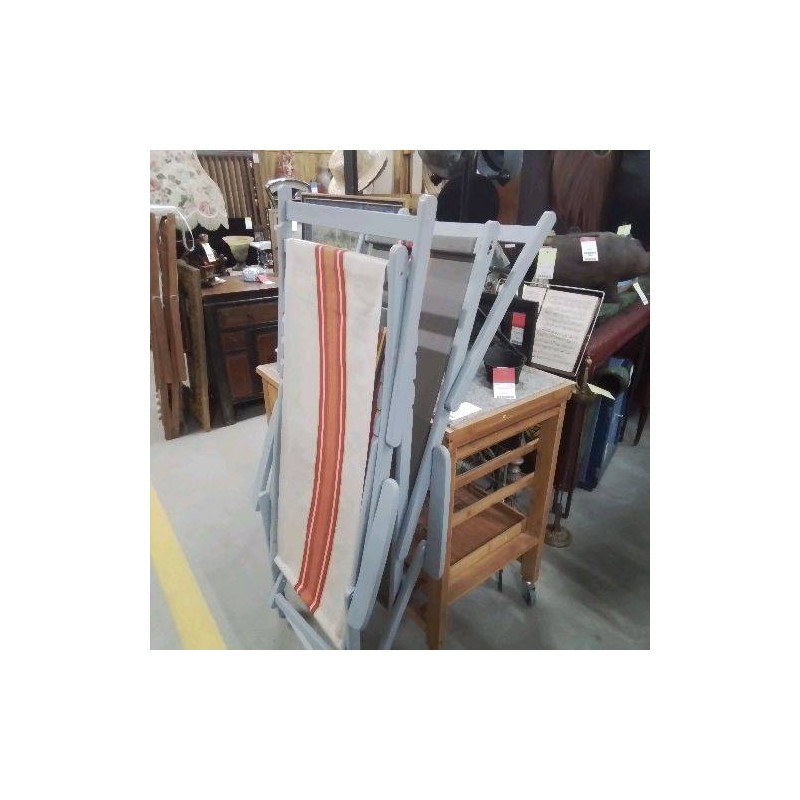 CHAISE LONGUE GRISE TISSU RAYÉ COULEURS