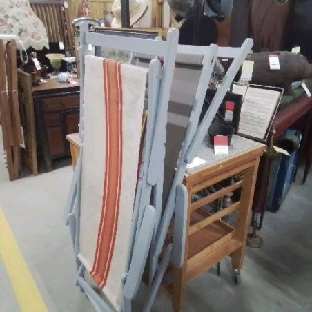 CHAISE LONGUE GRISE TISSU RAYÉ COULEURS