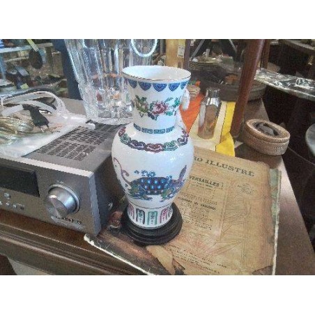 VASE DECOR FLORAL BLEU+SOCLE HEAVENLY TORTOISE