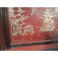 BOITE A BIJOUX ANCIENNE LAQUEE INCRUSTATIONS NACRE 