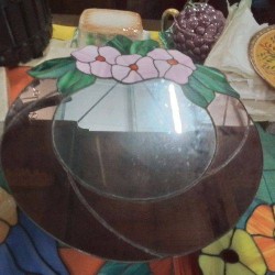 MIROIR ROND STYLE TIFFANY 38CM