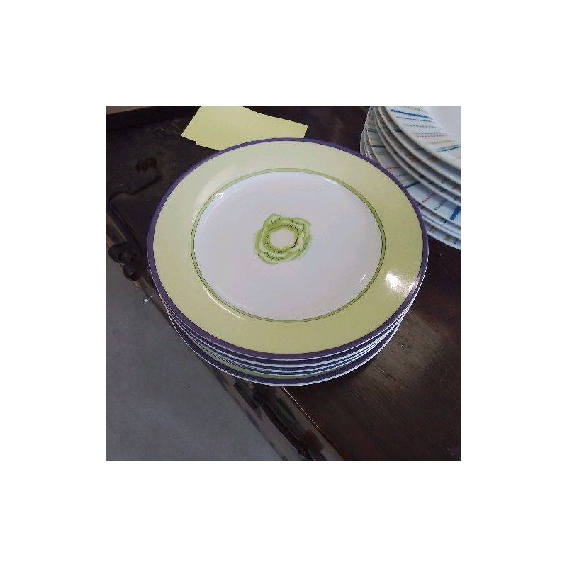 LOT ASSIETTES MOTIF MAUVE VERT SALADE 