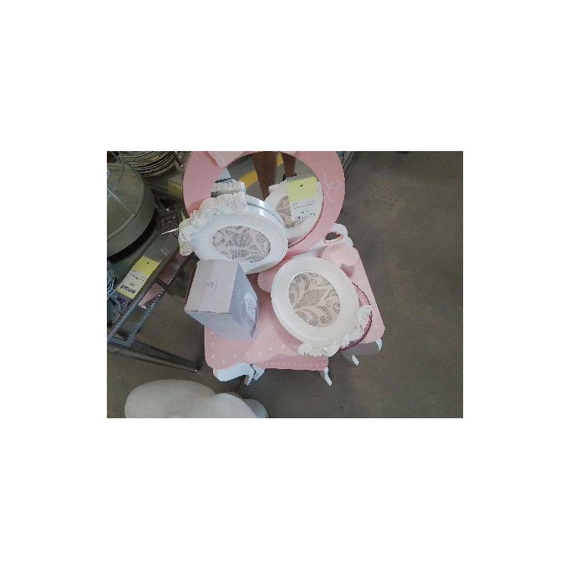 CADRE PHOTO PVC BLANC OVALE DECOR FLEURI 
