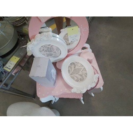 CADRE PHOTO PVC BLANC OVALE DECOR FLEURI 