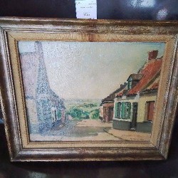 CADRE PEINTURE A L HUILE RUE VILLAGE R STEENBAKKERS