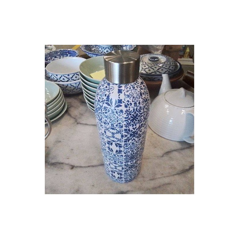BOUTEILLE  ISOTHERME DECOR BLEU BLANC