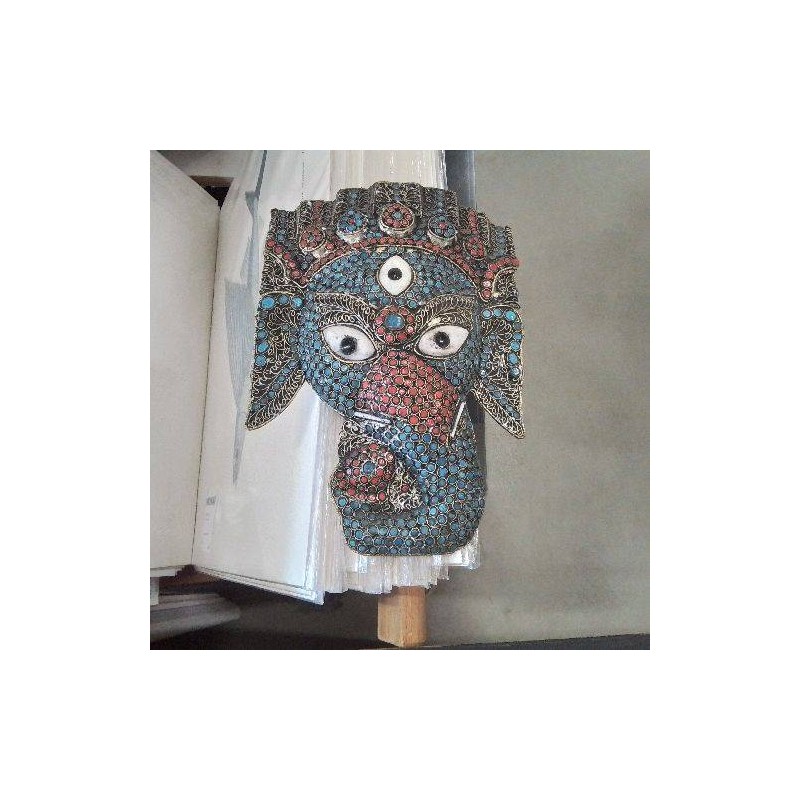 MASQUE ÉLÉPHANT INDIEN MÉTAL PIERRES 