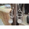 PHOTOPHORE METAL BLANC VERRE A SUSPENDRE