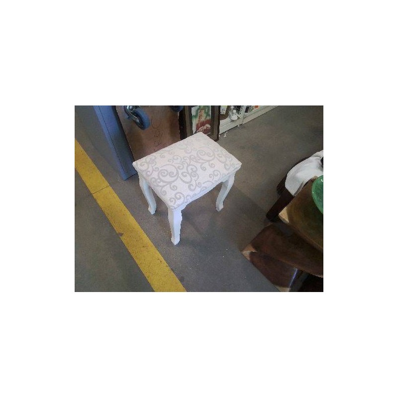 TABOURET TISSU ARABESQUES GRISES