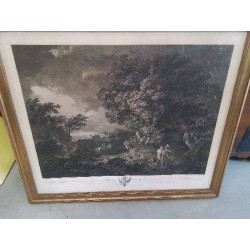 CADRE DORE GRAVURE NOIR ET BLANC ANC DIDO AND AENAS