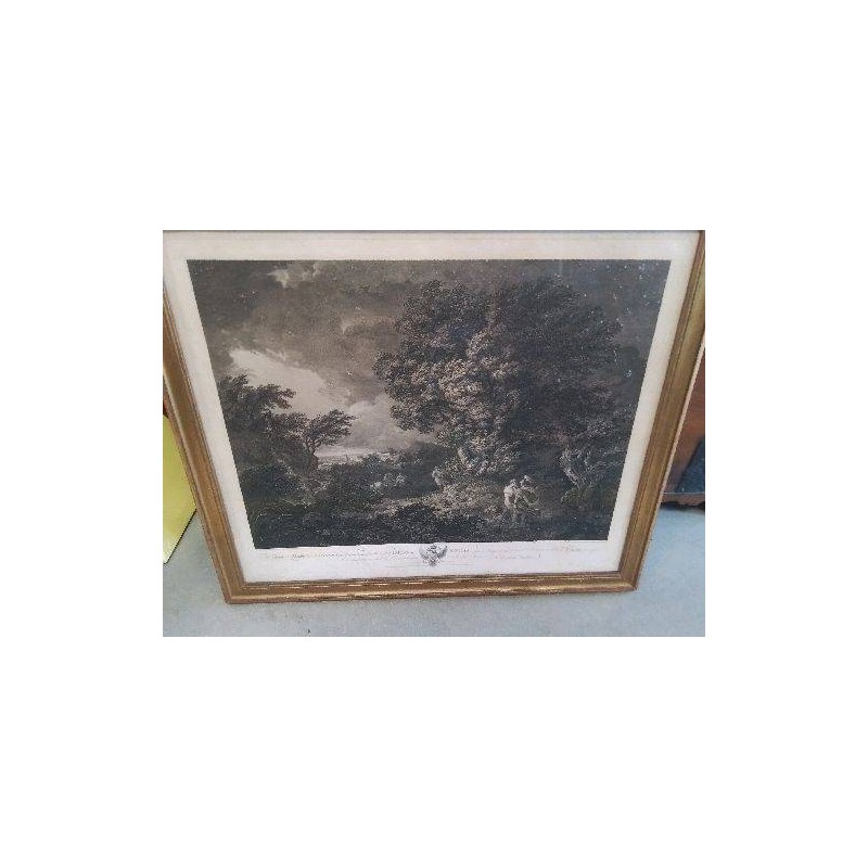 CADRE DORE GRAVURE NOIR ET BLANC ANC DIDO AND AENAS