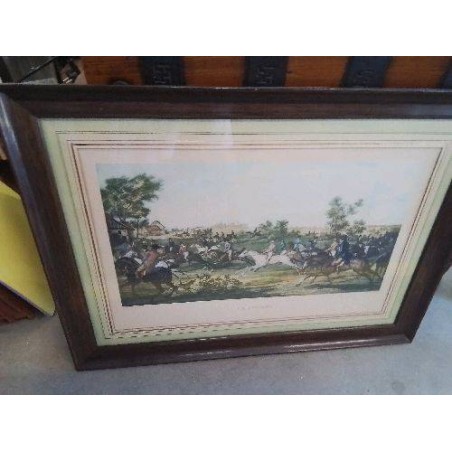 CADRE GRAVURE VERNET COURSE HIPPIQUE