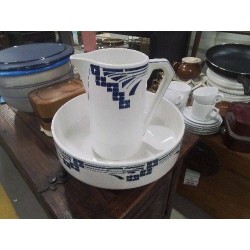 ENS DE TOILETTE BLANC BLEU COMÈTE MOULIN DES LOUPS 