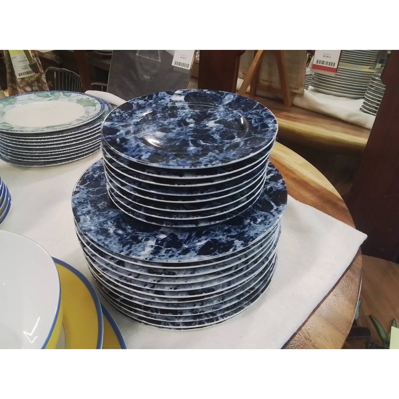 LOT ASSIETTES VILLEROY & BOCH COUL BEU MARBRE