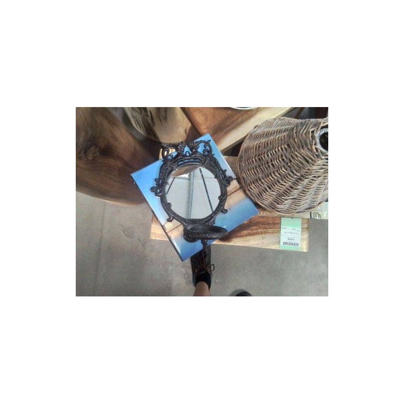 MIROIR A ACCROCHER NOIR METAL